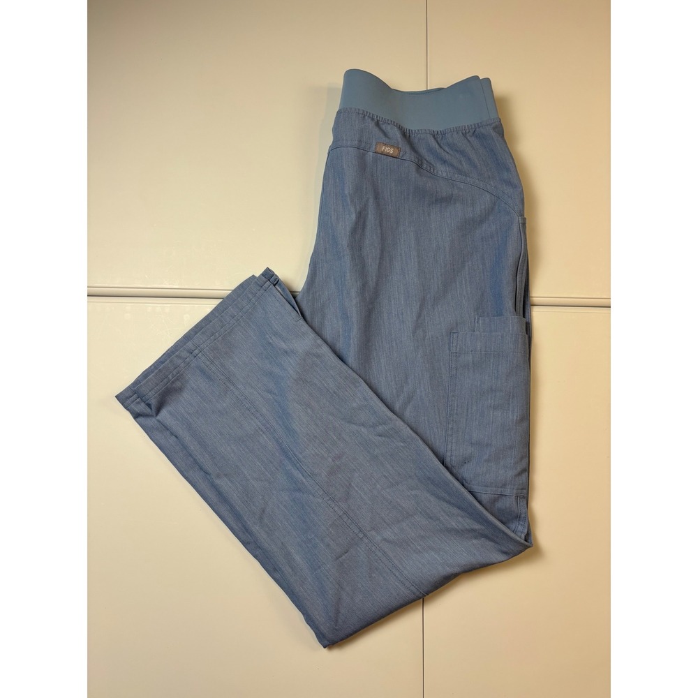 FIGS Kade Scrub Pants Women Size M Chambray Blue Technical Cargo Jogger PO 7045